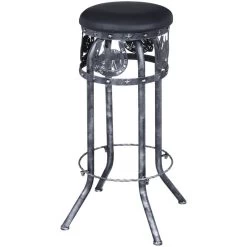 Black/Silver Horse Bar Stool