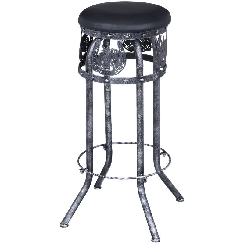 Black/Silver Horse Bar Stool