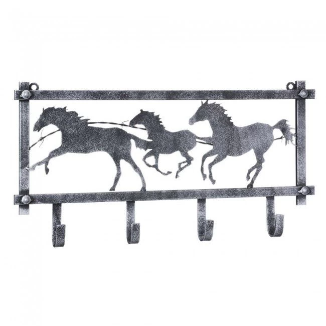 Horses And Barbwire Hammered Wall Rack - Image 2