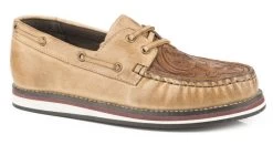 Roper Ladies Tooled Tan Leather Loafer Shoes