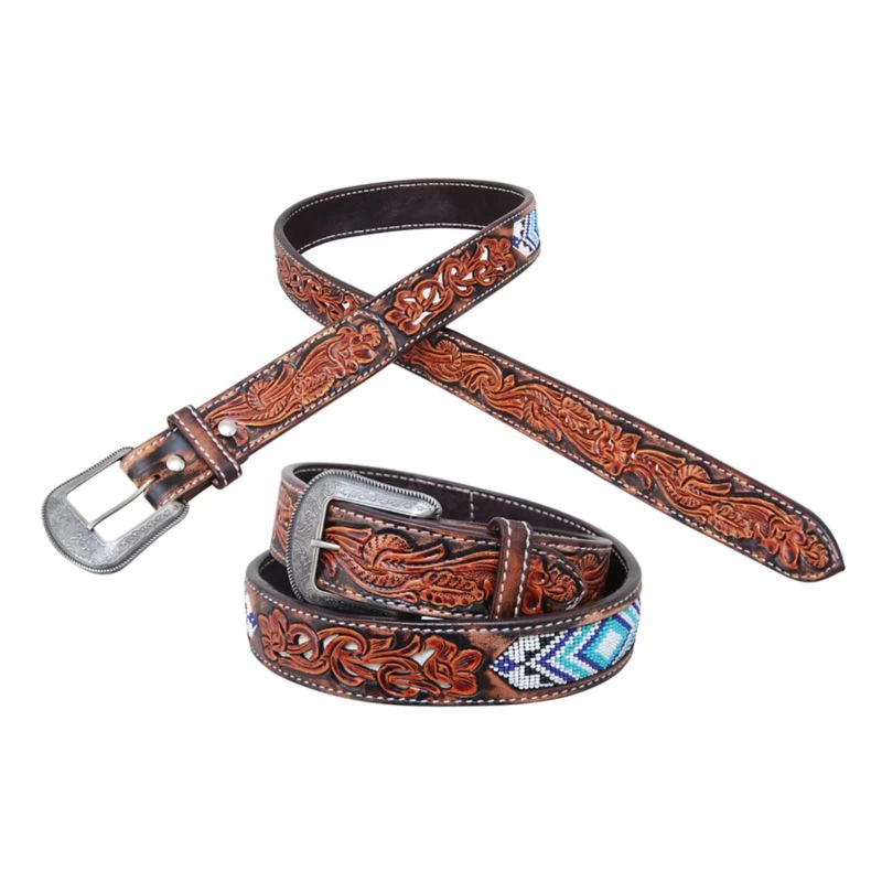 Circle Y Blue Diamond Inlay Belt
