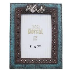 Frame Leather Design Horses 5 X 7
