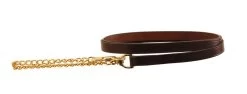 Tory Leather Lead With Solid Brass Stud Chain